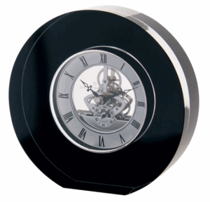 DARTINGTON CRYSTAL ROUND CRYSTAL BLACK CLOCK